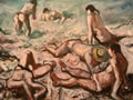 Sulla spiagga, anni ’70, olio su tela, cm 60x80, Napoli, collezione Avitabile